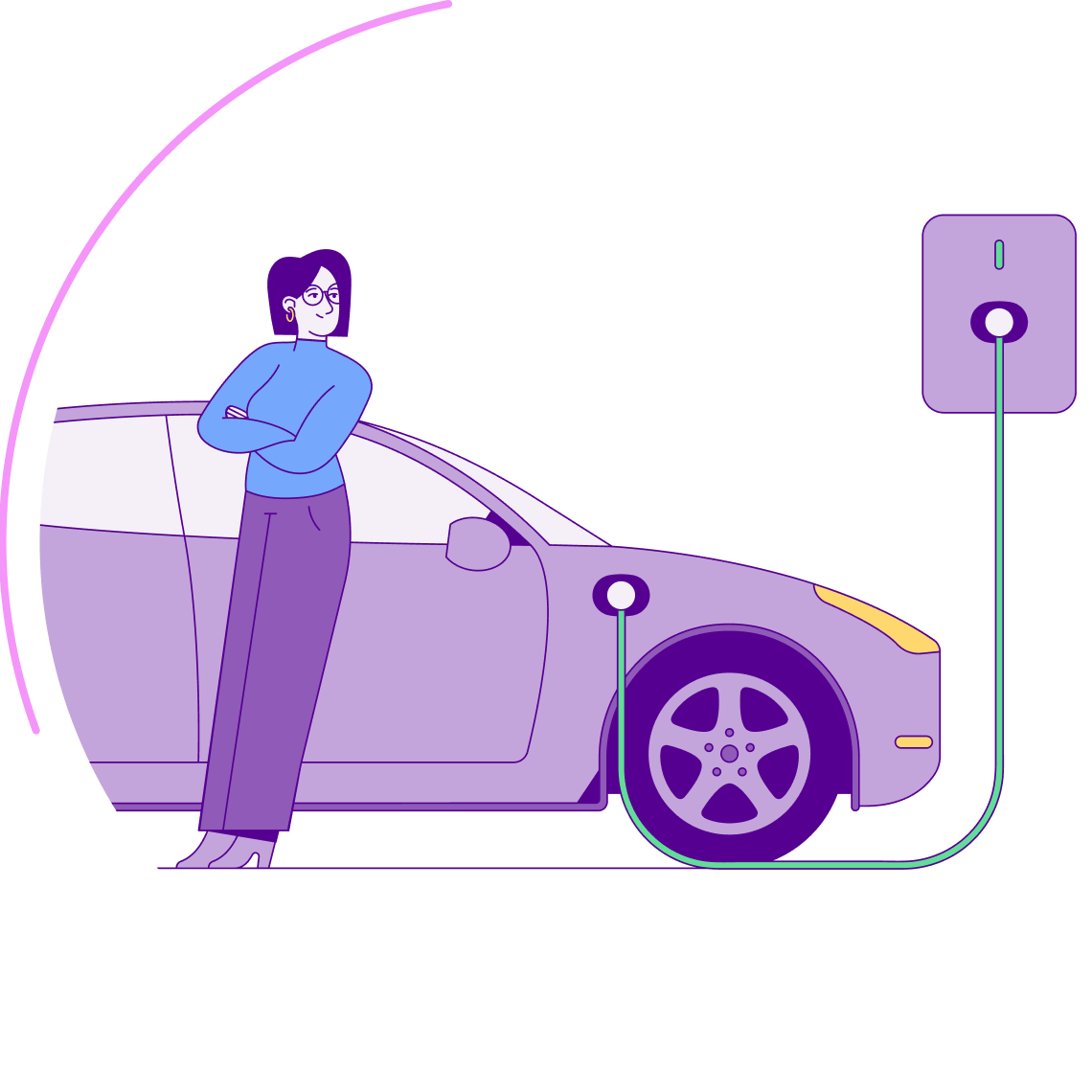 women charging car, energy