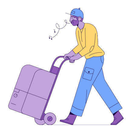 An illustration of people being greeted